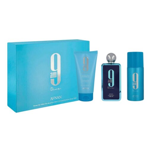 SET AFNAN 9AM DIVE SHOWER GEL 150ML BODY SPRAY 150ML EDP 100ML (H)