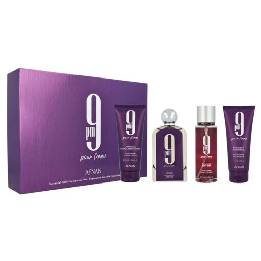 SET AFNAN 9PM POUR FEMME SHOWER GEL 100ML BODY MIST 150ML BODY LOTION 100ML EDP 100ML (M)