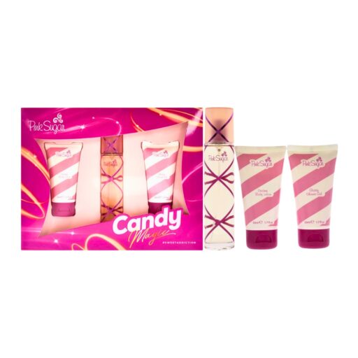 SET AQUOLINA PINK SUGAR CANDY MAGIC SHOWER GEL 50ML BODY LOTION 50ML EDT 100ML (M)