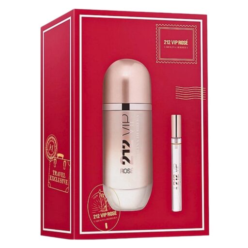 SET CAROLINA HERRERA 212 VIP ROSE FOR WOMEN EDP 10ML EDP 80ML (M)