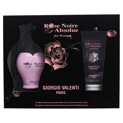 SET GIORGIO VALENTI ROSE NOIRE ABSOLUE FOR WOMEN BODY LOTION 100ML EDP 100ML (M)