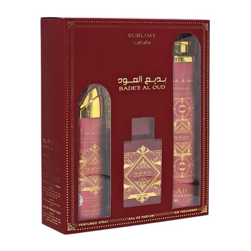 SET LATTAFA BADEE AL OUD SUBLIME AMBIENTAL PERFUMADO 300ML BODY SPRAY 200ML EDP 100ML (U)