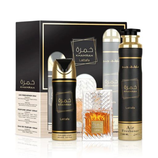SET LATTAFA KHAMRAH AMBIENTAL PERFUMADO 300ML BODY SPRAY 200ML EDP 100ML (U)