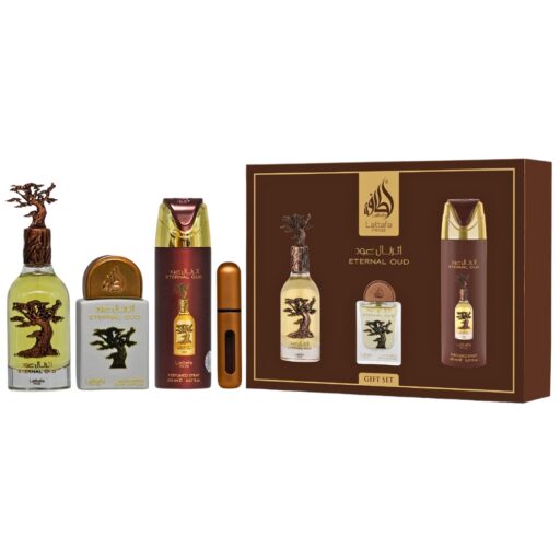 SET LATTAFA PRIDE ETERNAL OUD GIFT SET EDP 20ML BODY SPRAY 200ML EDP 100ML (U)