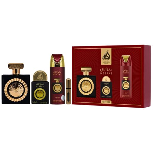 SET LATTAFA PRIDE NEBRAS GIFT SET EDP 20ML BODY SPRAY 200ML EDP 100ML (M)