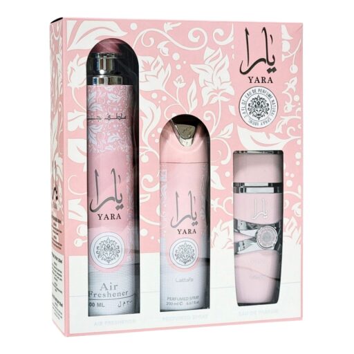 SET LATTAFA YARA AMBIENTAL PERFUMADO 300ML BODY SPRAY 200ML EDP 100ML (M)