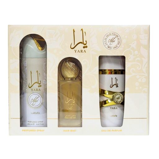 SET LATTAFA YARA MOI HAIR MIST 50ML BODY SPRAY 200ML EDP 100ML (M)