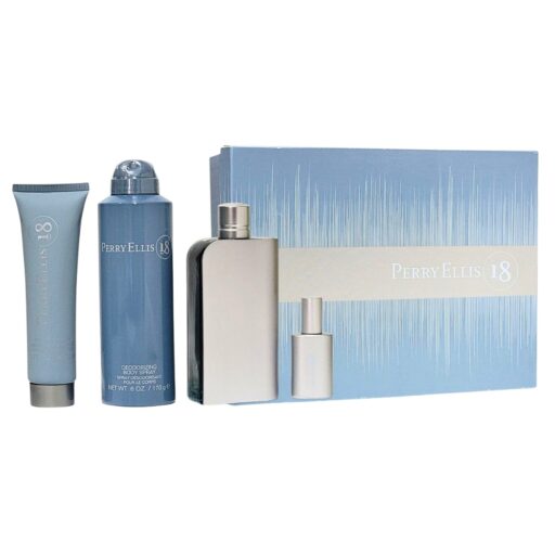 SET PERRY ELLIS 18 FOR MEN EDT 7.5ML SHOWER GEL 90ML BODY SPRAY 170G EDT 100ML (H)