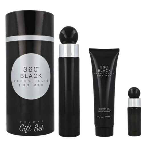 SET PERRY ELLIS 360 BLACK FOR MEN EDT 7.5ML SHOWER GEL 90ML EDT 100ML (H)