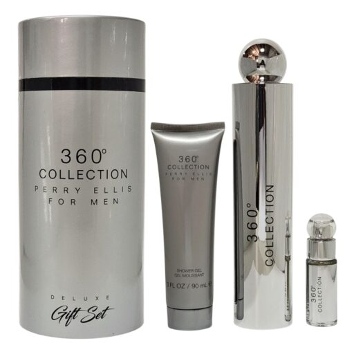 SET PERRY ELLIS 360 COLLECTION FOR MEN MINI EDT 7.5ML SHOWER GEL 90ML EDT 100ML (H)