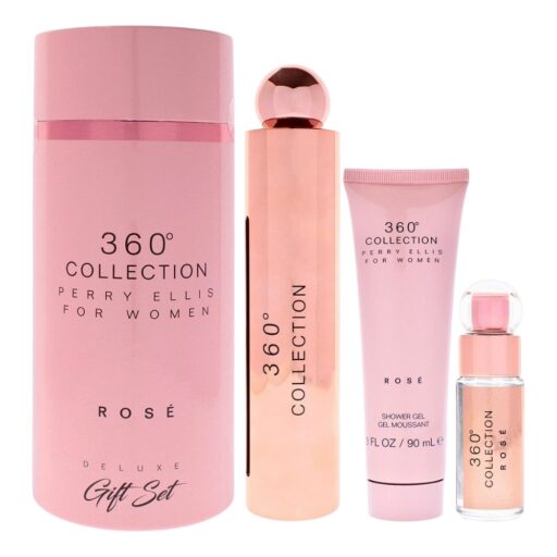 SET PERRY ELLIS 360 COLLECTION FOR WOMEN ROSE MINI EDP 7.5ML SHOWER GEL 90ML EDP 100ML (M)