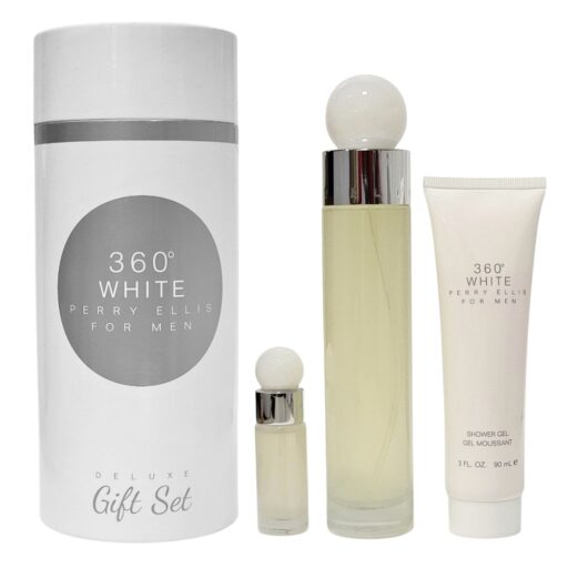 SET PERRY ELLIS 360 WHITE FOR MEN EDT 7.5ML SHOWER GEL 90ML EDT 100ML (H)