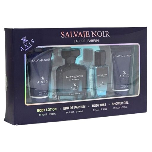 SET SALVAJE NOIR AXIS PERFUMS BODY LOTION 75ML SPLASH 50ML SHOWER GEL 75ML EDP 100ML (H)