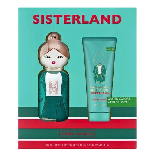 SET UNITED COLORS OF BENETTON SISTERLAND GREEN JASMINE BODY LOTION 75ML EDT 80ML (M)