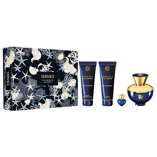 SET VERSACE DYLAN BLUE POUR FEMME MINI EDP 5ML BODY LOTION 100ML SHOWER GEL 100ML EDP 100ML (M)