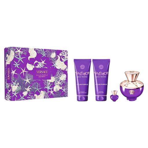 SET VERSACE DYLAN PURPLE EDP 5ML SHOWER GEL 100ML BODY LOTION 100ML EDP 100ML (M)