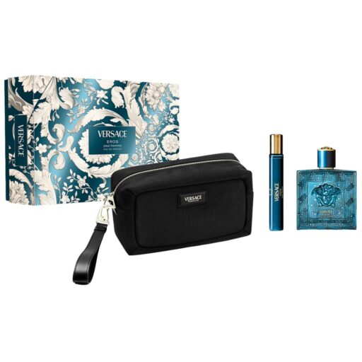 SET VERSACE EROS POUR HOMME EDP 10ML BOLSO DE VIAJE EDP 100ML (H)