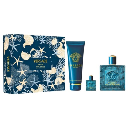 SET VERSACE EROS POUR HOMME EDT MINI EDT 5ML SHOWER GEL 150ML EDT 100ML (H)