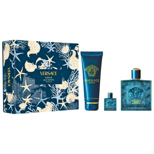 SET VERSACE EROS POUR HOMME PARFUM MINI PARFUM 5ML SHOWER GEL 150ML PARFUM 100ML (H)